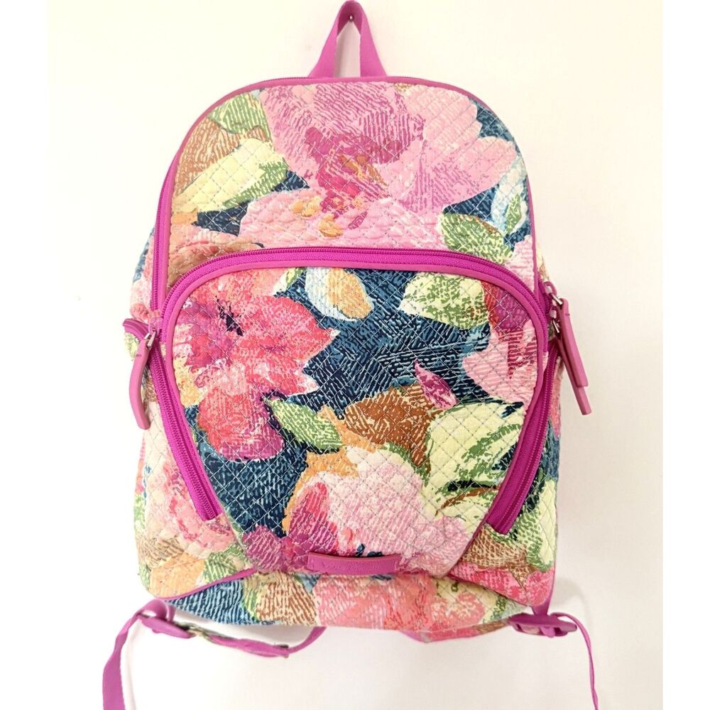 Vera Bradley Iconic Campus Backpack Pink Quilted Floral Backpack